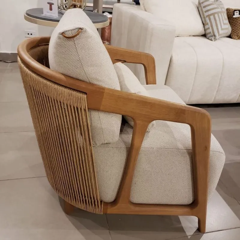 Modern Oak Chair With Rope Style